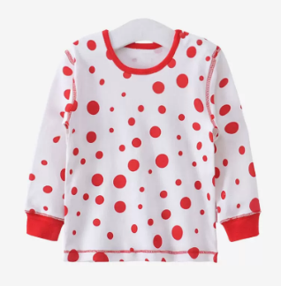 Hot selling baby autumn shoulder button pure cotton long-sleeved bottoming shirt (051A103 polka dot red) (size: 66.73.85CM (please contact customer service to confirm the delivery size after placing the order)