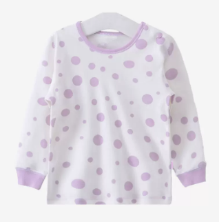 Hot selling baby autumn shoulder button pure cotton long-sleeved bottoming shirt (051A103 polka dot purple pink) (size: 66CM (please contact customer service to confirm the delivery size after placing the order)