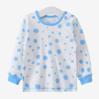 Popular baby autumn shoulder button pure cotton long-sleeved bottoming shirt (051A103 polka dot blue) (size: 66-85CM (please contact customer service to confirm the delivery size after placing the order)