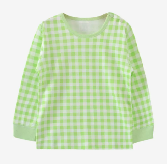 Popular baby autumn shoulder button pure cotton long-sleeved bottoming shirt (GZ103 plaid light green) (size: 66-73CM (please contact customer service to confirm the delivery size after placing the order)