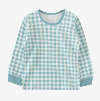 Popular baby autumn shoulder button pure cotton long-sleeved bottoming shirt (GZ103 plaid green) (size: 66-85CM (please contact customer service to confirm the delivery size after placing the order)