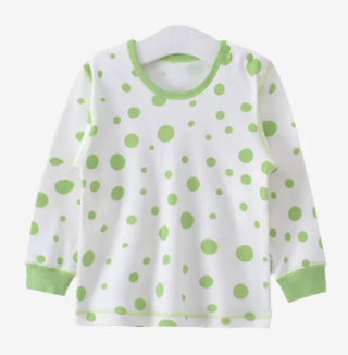 Popular baby autumn shoulder button pure cotton long-sleeved bottoming shirt (051A103 polka dot green) (size: 66-80CM (please contact customer service to confirm the delivery size after placing the order)