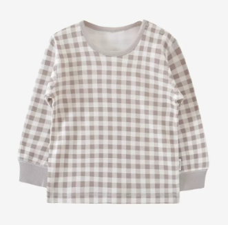 Popular baby autumn shoulder button pure cotton long-sleeved bottoming shirt (GZ103 plaid gray) (size: 66-90CM (please contact customer service to confirm the delivery size after placing the order)