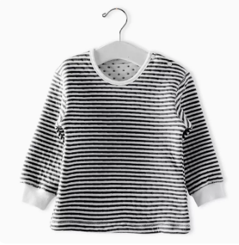 Popular baby thickened warm shoulder button long-sleeved shirt (striped black) (size: 66-85CM (please contact customer service to confirm the delivery size after placing the order)