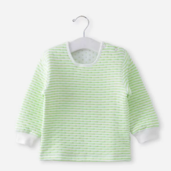 Popular baby thickened warm shoulder button long-sleeved shirt (striped green) (size: 66-73CM (please contact customer service to confirm the delivery size after placing the order)