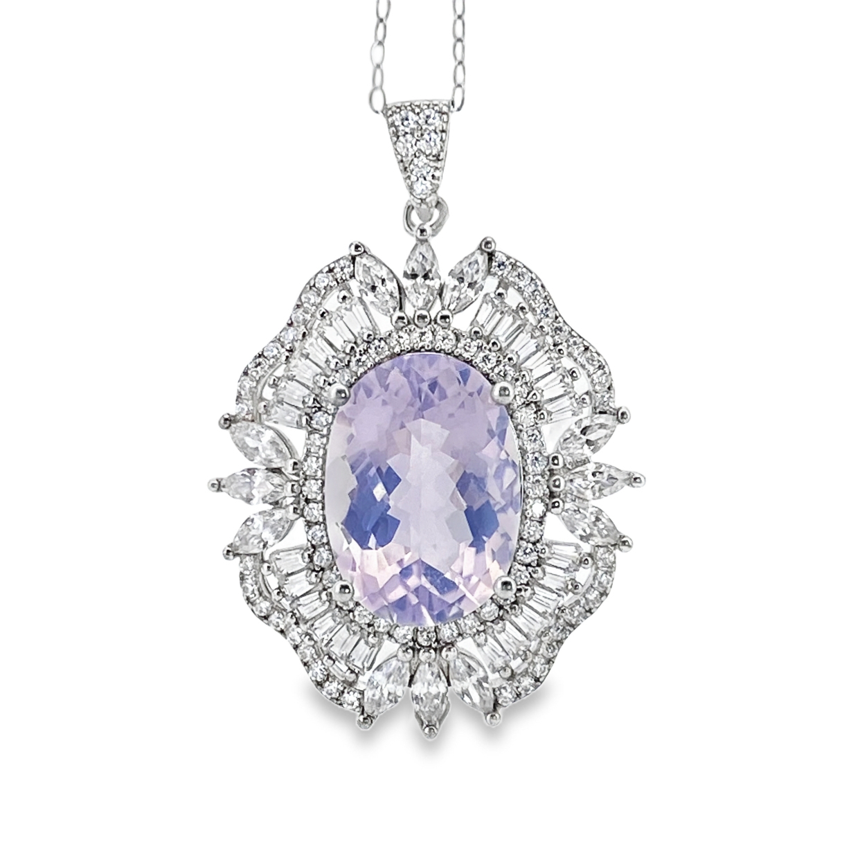 T109滿鋯薰衣草紫水晶吊墜