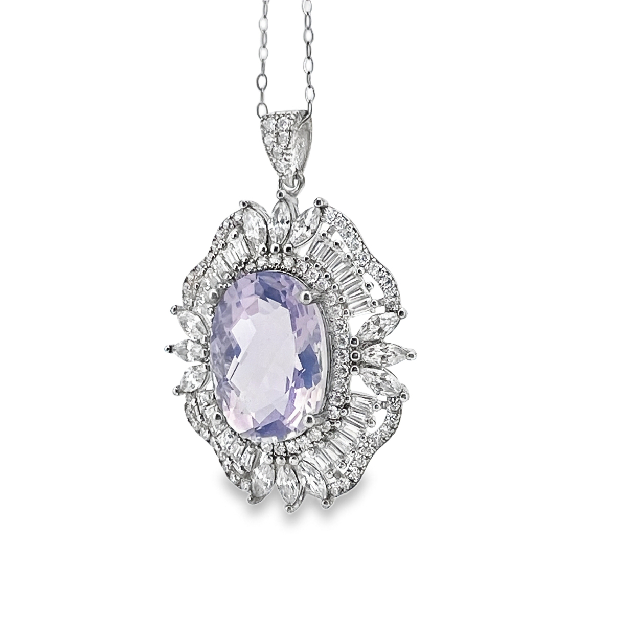 T109滿鋯薰衣草紫水晶吊墜