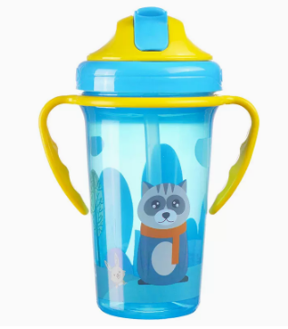 Popular baby leak-proof straw cup (blue) (size: 16*7.8CM) (capacity: 270ML)