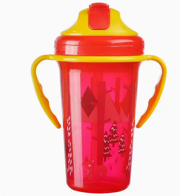 Popular baby leak-proof straw cup (red) (size: 16*7.8CM) (capacity: 270ML)