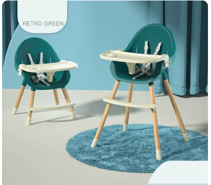 Popular baby dining chair (standard height-adjustable vintage green [single-layer dinner plate])
