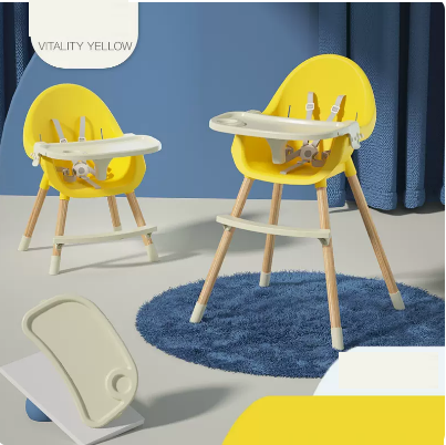 Popular baby dining chair (upgraded height-adjustable vibrant yellow [double-layered dinner plate])