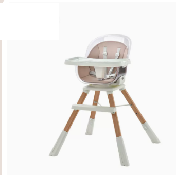 Popular baby dining chair ([Beech wood model] girly pink + PU leather cover, 360° rotatable, liftable and adjustable)