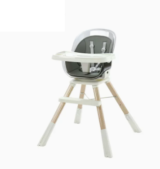 Popular baby dining chair ([silver gray steel pipe] girly pink + PU leather cover, 360° rotatable, liftable and adjustable)