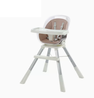 Popular baby dining chair ([silver gray steel pipe] gentleman gray + PU leather cover, 360° rotatable, liftable and adjustable)