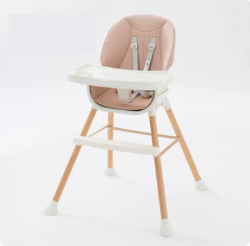 Popular baby dining chair ([imported beech wood] bean paste powder luxury PU style white dinner plate)