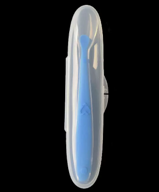爆款新生嬰兒矽膠軟勺(藍色)(尺寸:15.8*2.4*1.9CM)