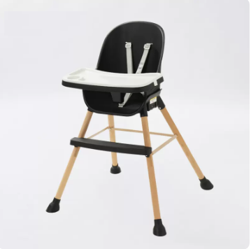 Popular baby dining chair ([imported beech wood] obsidian black upgraded double-layer dinner plate)