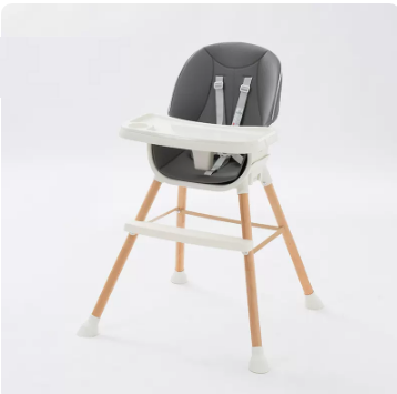 Popular baby dining chair ([imported beech] dark gray luxury PU style white dinner plate)