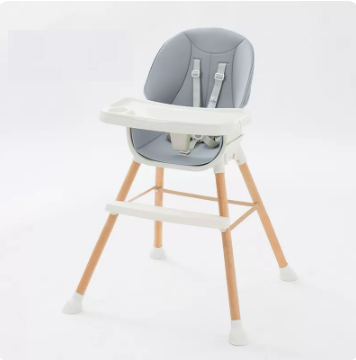 Popular baby dining chair ([imported beech] light gray luxury PU style white dinner plate)