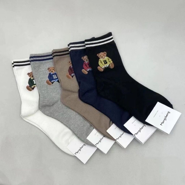 學院風小熊襪襪-四色