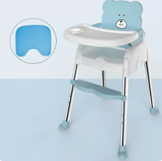 Popular baby dining chair (sky blue upgraded single-layer dinner plate [small cushion])