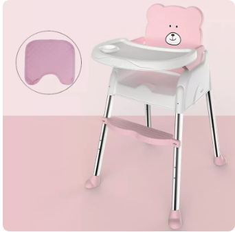Popular baby dining chair (pink upgraded single-layer dinner plate [small cushion])