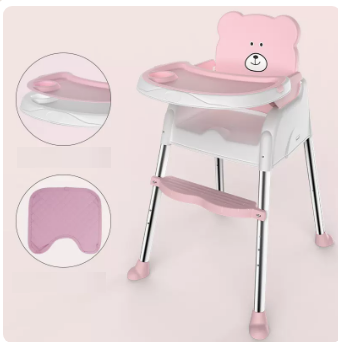 Popular baby dining chair (pink luxury model [double-layered dinner plate] [small cushion])