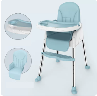 Popular baby dining chair (sky blue flagship model [double-layered dinner plate] [PU leather cover])