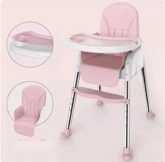 Popular baby dining chair (pink flagship model [double-layered dinner plate] [PU leather cover])