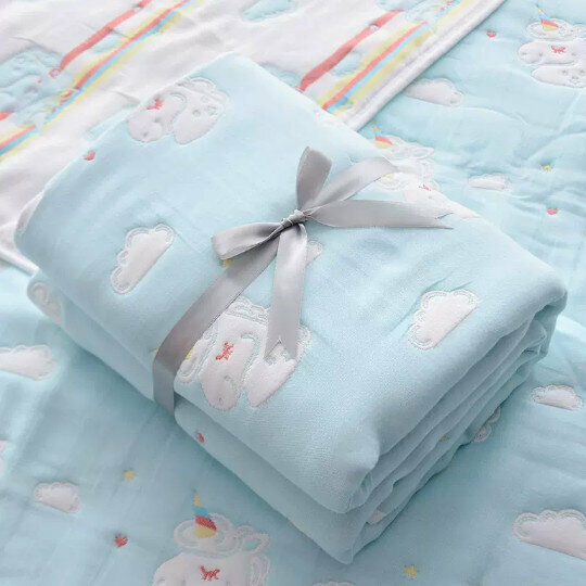 Popular baby ten-layer gauze quilt [ten-layer blue pony 120*120cm]