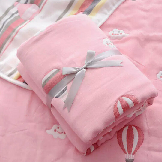 Popular baby ten-layer gauze quilt [ten-layer pink hot air balloon 120*120cm]