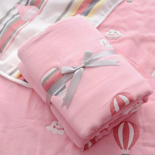 Popular baby ten-layer gauze quilt [ten-layer pink hot air balloon 120*150cm]