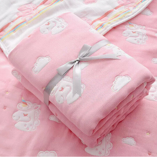 Popular baby ten-layer gauze quilt [ten-layer pink pony 120*120cm]