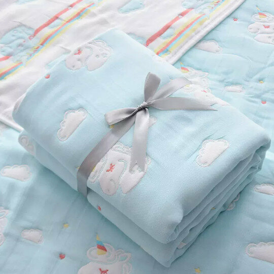 Popular baby ten-layer gauze quilt [ten-layer blue pony 120*150cm]