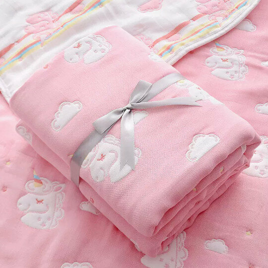 Popular baby ten-layer gauze quilt [ten-layer pink pony 120*150cm]