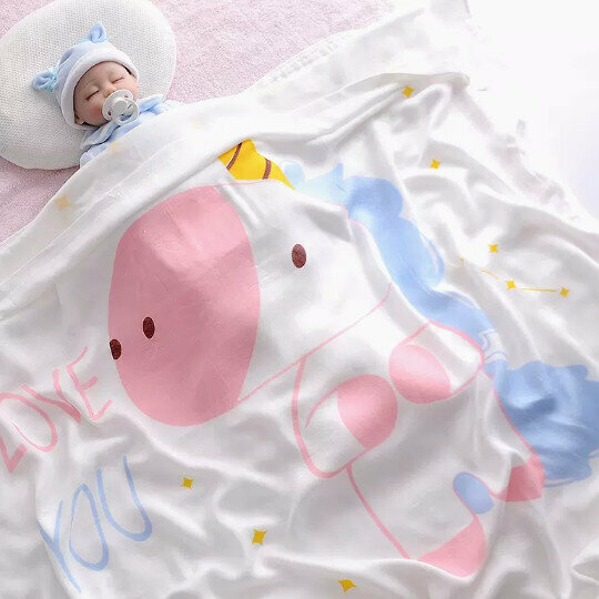 Popular baby blanket [double-layer bamboo fiber] Unicorn 110*110cm]