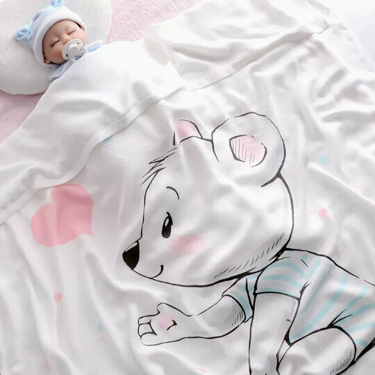 Popular baby blanket [double layer bamboo fiber] Care Bears 110*110cm]