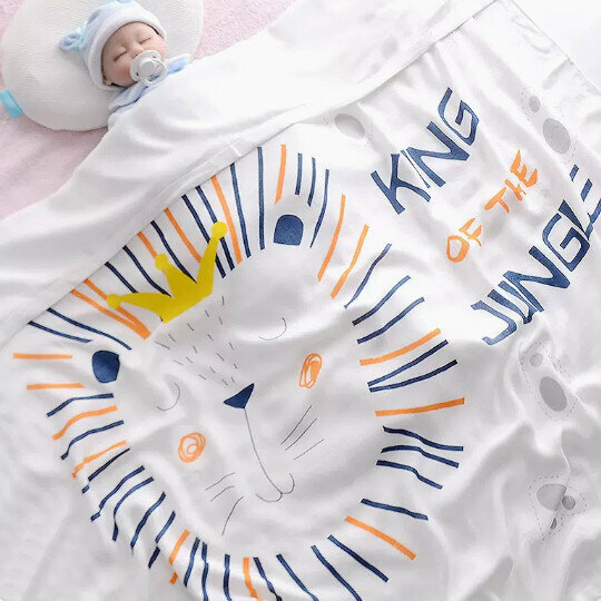 Popular baby blanket [double layer bamboo fiber] Lion King 110*110cm]