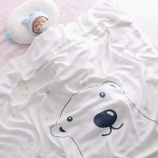 Popular baby blanket [double-layer bamboo fiber] Starry Sky Bear 110*110cm]