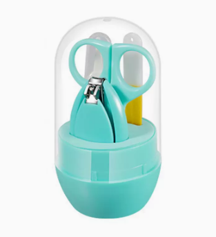 Hot style (4-piece set) baby safety nail clipper set (02 lake green) (size: 11.5*6CM)