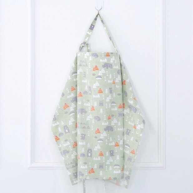 熱推哺乳罩衣孕婦哺乳巾 遮羞餵奶巾外出防走光可調節脖帶（綠色森林帶網紗）（尺寸：70cm*100cm）