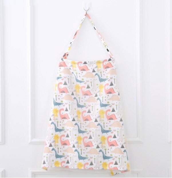 熱推哺乳罩衣孕婦哺乳巾 遮羞餵奶巾外出防走光可調節脖帶（恐龍世界滌棉帶網紗）（尺寸：70cm*100cm）
