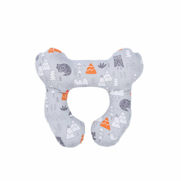 New baby head pillow, baby stroller car seat, anti-head tilt protection and neck protection for sleeping (Gray Forest 24*25cm)