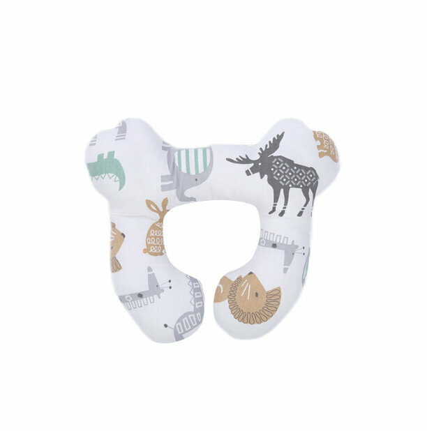 New baby head pillow, stroller car seat, anti-head tilt protection and neck protection for sleeping (Zoo 24*25cm)