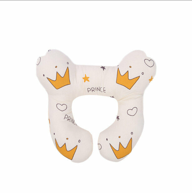 New baby head pillow, stroller, car seat, anti-head protection and neck protection for sleeping (khaki crown 24*25cm)
