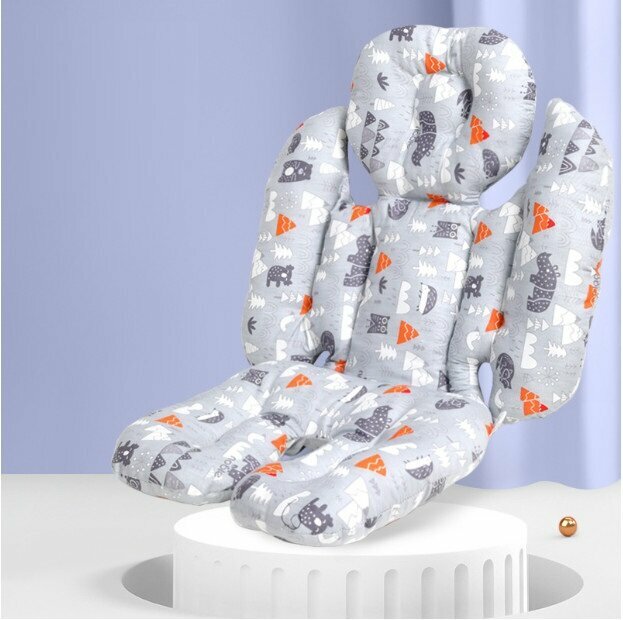 New baby stroller cotton pad dining chair cushion cushion thickened universal stroller pad (gray fog forest)