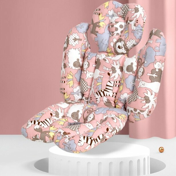 New Baby Stroller Cotton Pad Dining Chair Cushion Thickened Universal Stroller Pad (Pink Mianyang)