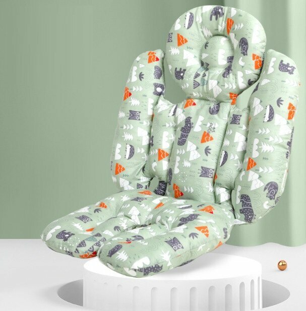 New baby stroller cotton pad dining chair cushion cushion thickened universal stroller pad (green mist forest)