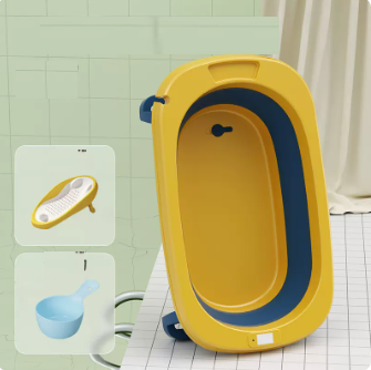 New baby bathtub ([lemon yellow] bathtub + bath stand + shampoo spoon)