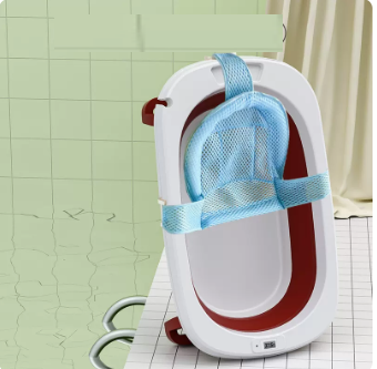 New baby bathtub ([coral red] bathtub + bath net)
